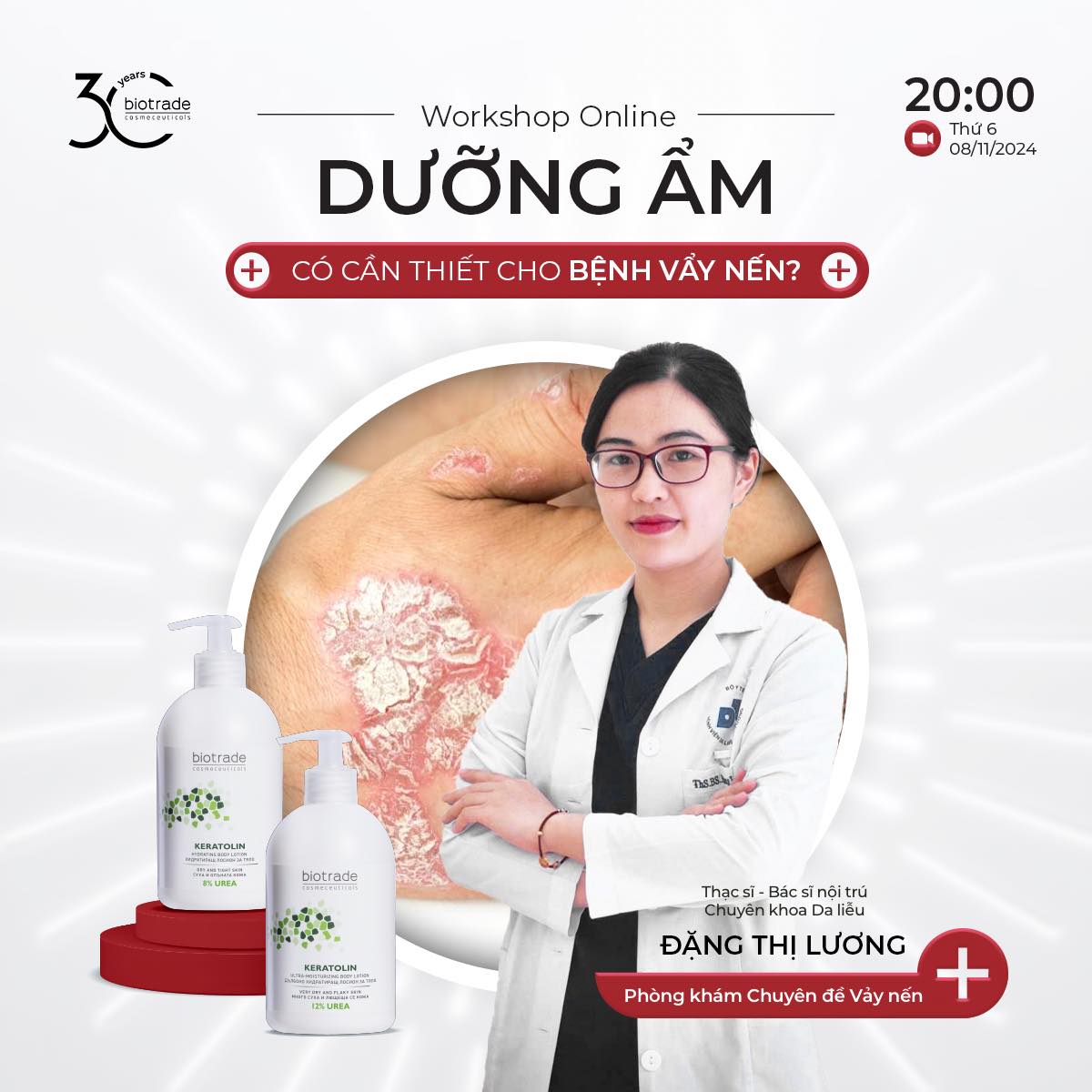 WORKSHOP ONLINE "DƯỠNG ẨM CÓ CẦN THIẾT CHO BỆNH VẨY NẾN?”